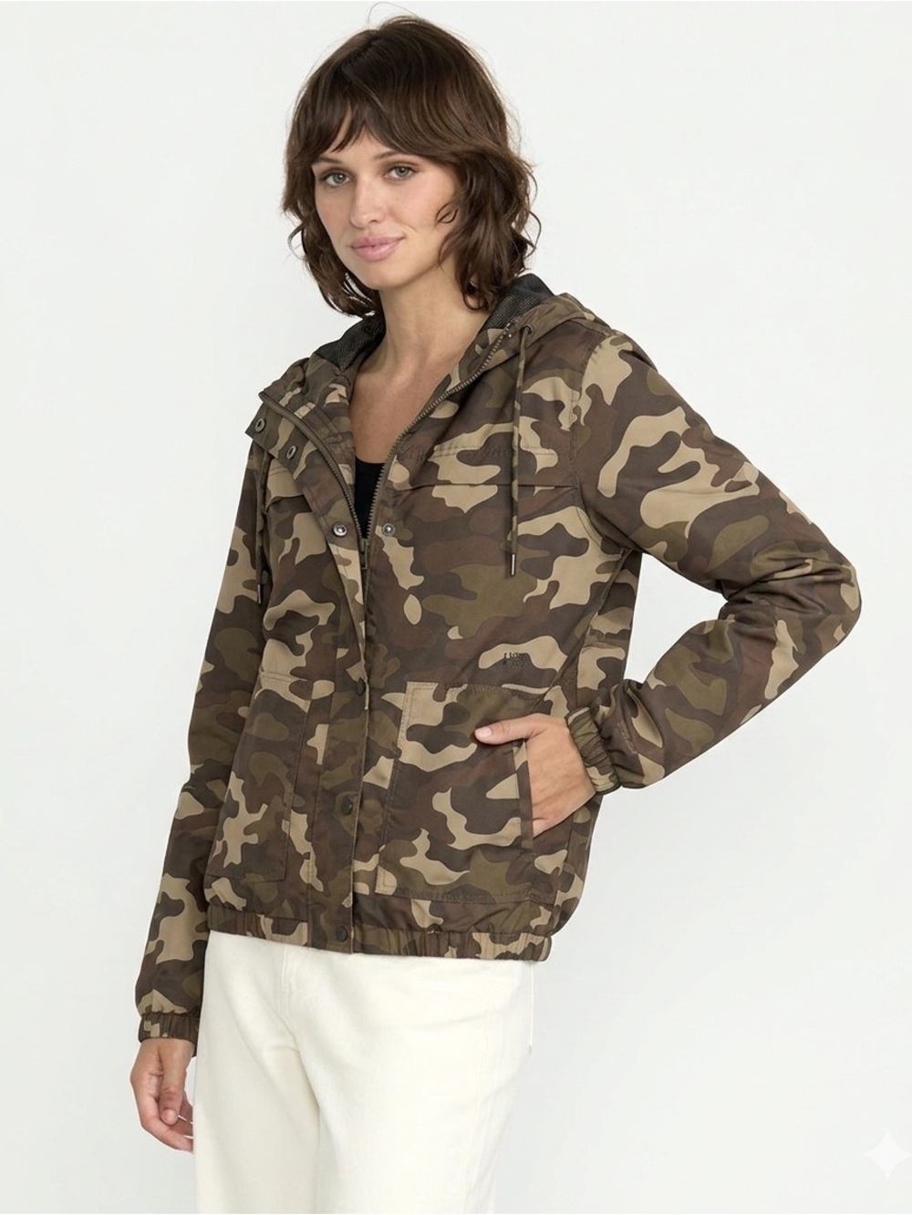 Volcom Women's Enemy Stone Camo Jacket Small Hooded Water Resistant Skater